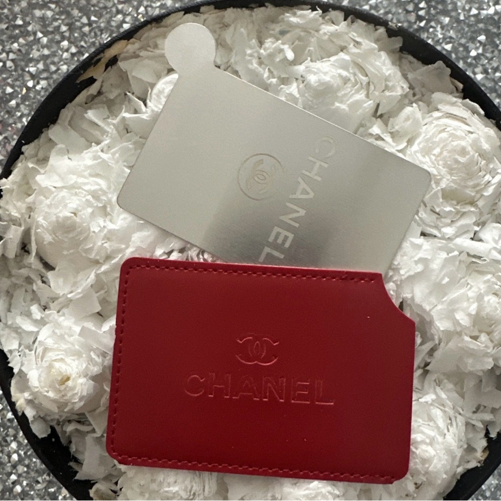 Chanel beauty mirror in red protective cover